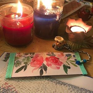 Bookmark w Watercolor Roses 🌹 & Sailor Bear Charm